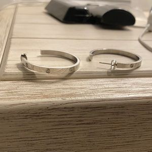 Silver hoop love earrings